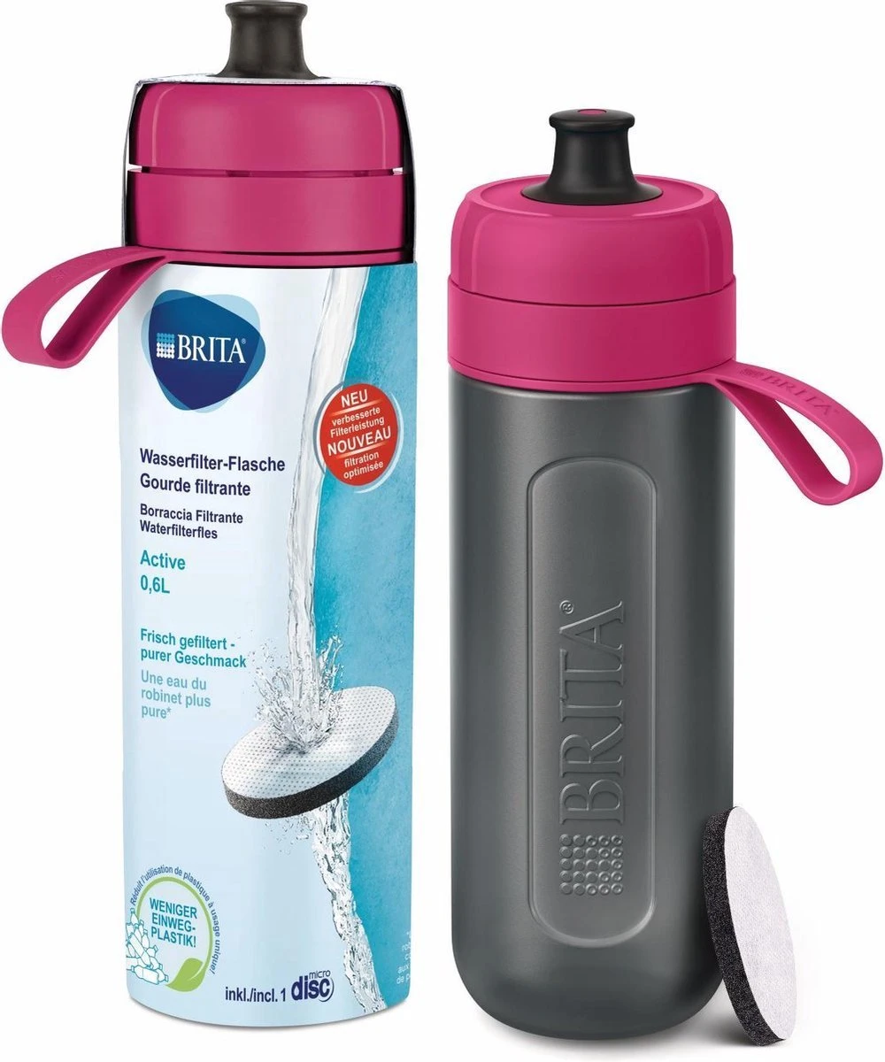 BRITA - Fill&Go Waterfilterfles ACTIVE - 0,6L - Roze - Inclusief 1 MicroDisc Waterfilter 9 BRITA - Fill&Go Waterfilterfles ACTIVE - 0,6L - Roze - Inclusief 1 MicroDisc Waterfilter - Afbeelding 9