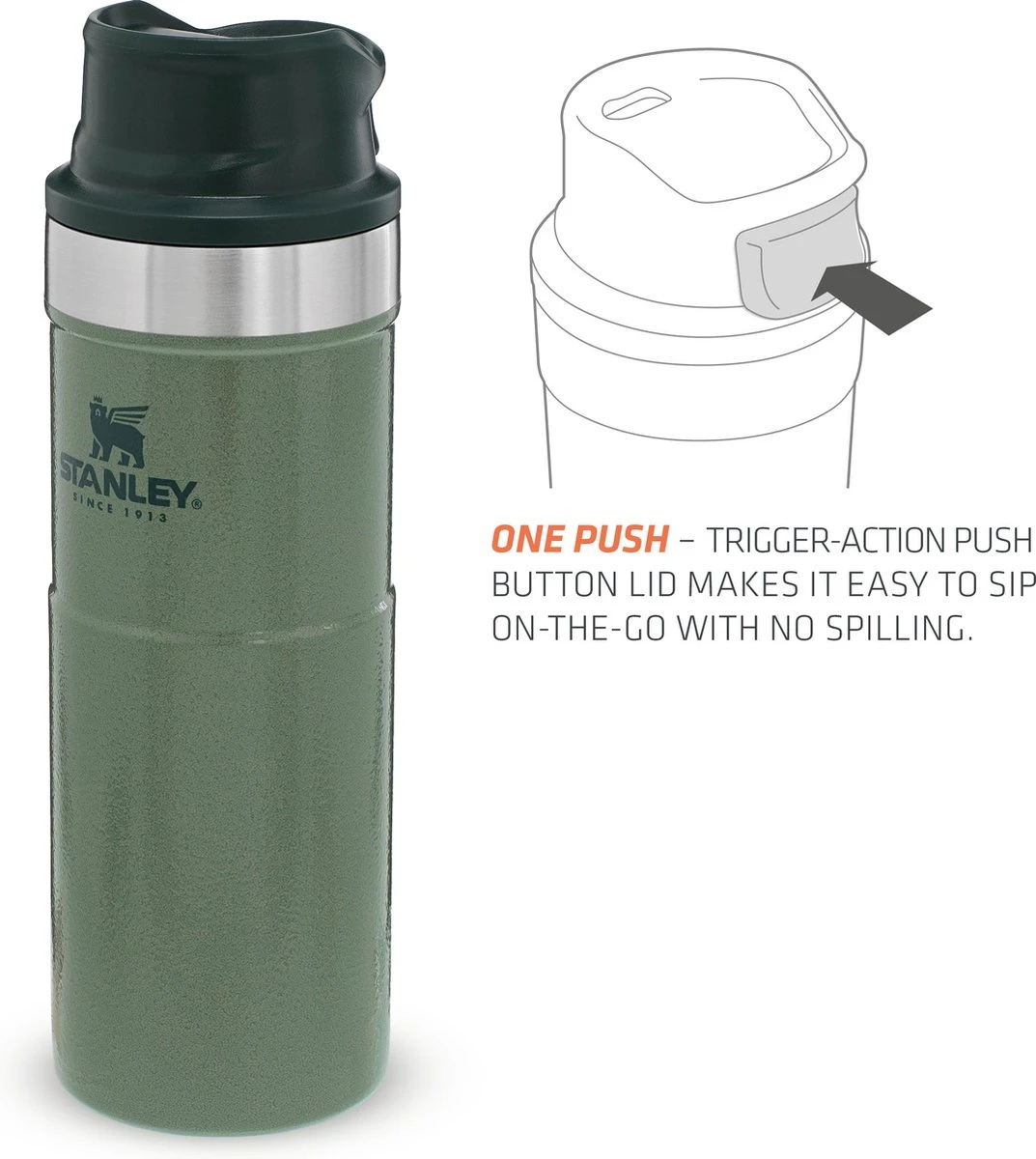 Stanley Trigger-Action Travel Mug 0.47L - Thermosfles - Hammertone Green 8 Stanley Trigger-Action Travel Mug 0.47L - Thermosfles - Hammertone Green - Afbeelding 8