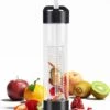 Waterfles Met Rietje - Fruit Filter - Tritan Drinkfles - Volwassenen - Zwart - Kerstcadeau