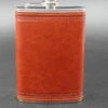 Merkloos Bruin Lederen RVS Heupfles 266 Ml / 9oz - Veldfles Leer - Platvink - Zakflacon - Heupflacon - Drankfles - Drankflacon - Leren Zakfles - Leather