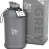 The Gym Keg 2.2L Gym Waterfles Met Neopreen Hoes En Handvat, Herbruikbare Sport Waterfles 2 Liter Voor Fitness, Bodybuilding, Training - Waterfles Voor Sport