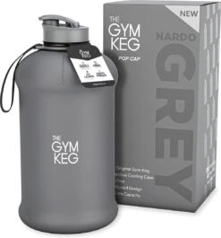 The Gym Keg 2.2L Gym Waterfles Met Neopreen Hoes En Handvat, Herbruikbare Sport Waterfles 2 Liter Voor Fitness, Bodybuilding, Training - Waterfles Voor Sport