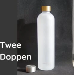Aquachic - 1L Waterfles Met 2 Doppen En Tijdsmarkeringen - Lekvrij & Licht - Duurzaam - Nederlands Merk - Drink Fles / Bidon- Wit 1 Liter -Drinken Goedkope Winkel 1177x1200