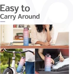 Merkloos Vision Licht Roze-Blauwe Waterfles Met Tijdmarkeringen | 1 Liter | Sport Waterfles | Drinkfles Met Rietje | Lekvrije Sportfles | Tritan Waterfles | BPA Vrij | Voor Sport, Fietsen, Kamperen, School, Sportschool | Tijdmarkering -Drinken Goedkope Winkel 1192x1200