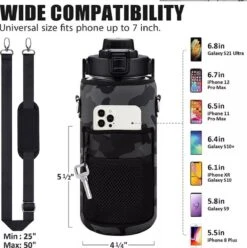 Merkloos Waterfles 2 Liter MET Sleeve Camo Zwart - Gratis Armband! - Waterfles Met Rietje -Drinkfles Met Rietje - Grote Waterfles - Bottle 2 Liter - Sportbidon - Sportfles Fitness - Waterkan - Gallon - Schenkfles - Waterflessen - Drinkbus -Drinken Goedkope Winkel 1193x1200 6