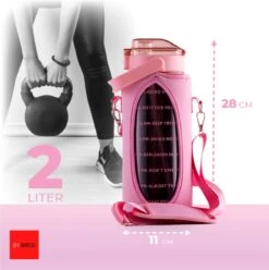By Bresi - Waterfles 2 Liter MET Sleeve Roze - Gratis Armband! - Waterfles Met Rietje - Drinkbus - Drinkfles Met Rietje - Grote Waterfles - Bottle 2 Liter - Sportbidon - Sportfles Fitness - Waterkan - Gallon - Schenkfles - Waterflessen -Drinken Goedkope Winkel 1194x1200 8