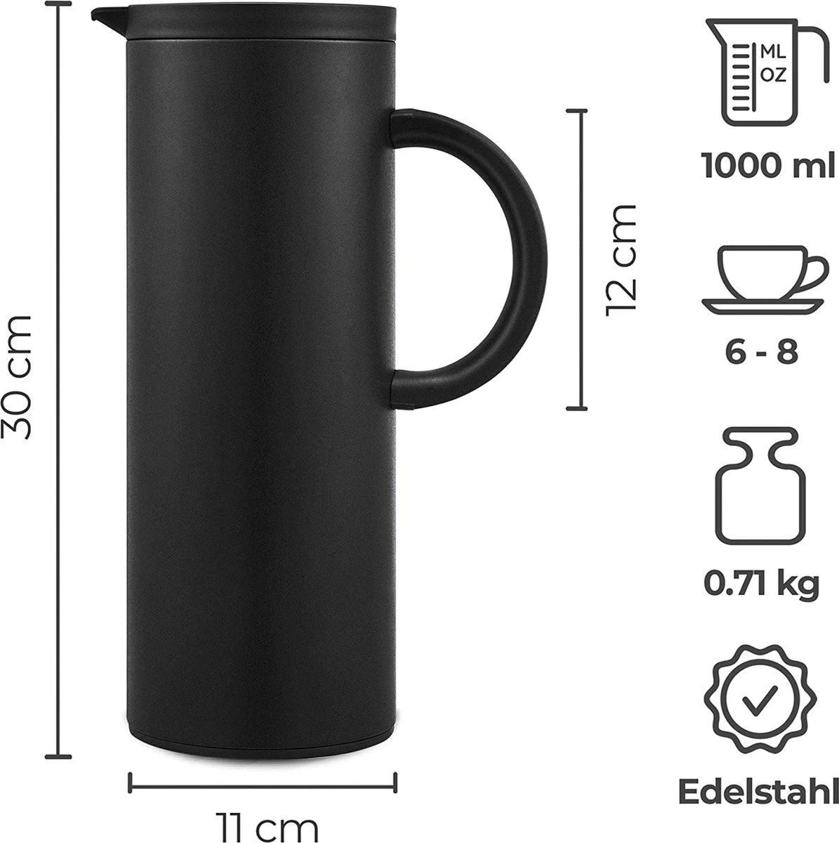 Silberthal - Thermoskan - 1 L - Dubbelwandig - Isoleerkan - Thermofles Koud En Warm - Cadeau 6 Silberthal - Thermoskan - 1 L - Dubbelwandig - Isoleerkan - Thermofles Koud En Warm - Cadeau - Afbeelding 6