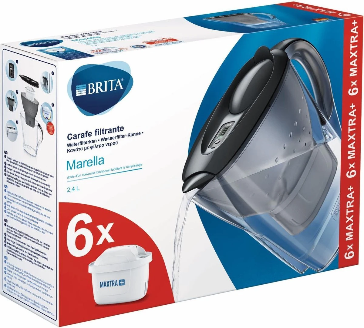 BRITA - Waterfilterkan Marella Cool - Grafiet - 2,4L + 6 MAXTRA+ Waterfilterpatronen 7 BRITA - Waterfilterkan Marella Cool - Grafiet - 2,4L + 6 MAXTRA+ Waterfilterpatronen - Afbeelding 7