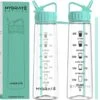 HYDRATE 900ml Drinkfles Met Tijdmarkeringen - Sport Waterfles Met Rietje, BPA-vrije Drinkfles Rietje Gemaakt Van Tritan Ideaal Voor Sportschool, Kantoor, Wandelen, Fitness, Sportfles (Mint Groen)