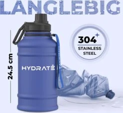 HYDRATE Roestvrij Stalen Waterfles - 1,3 Liter Waterfles - BPA-vrije Sportfles - Metalen Waterfles Praktische Nylon Draagband En Lekvrije Schroefdop, Sportdrinkflessen -Drinken Goedkope Winkel 1200x1101 1