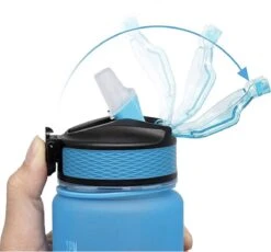 Designed On 45th | Motivatie Waterfles | Drinkfles Met Rietje | Waterfles Met Tijdmarkering | Waterfles 1 Liter | Blauw En Roze | BPA Vrij -Drinken Goedkope Winkel 1200x1118