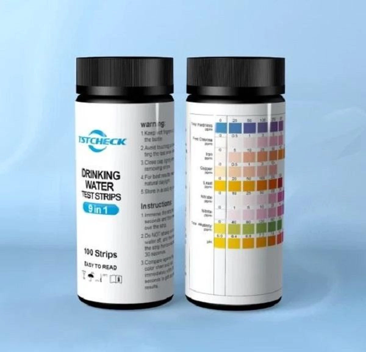 TSTCHECK Drinkwater Test | 9 In 1 | 100 Strips 2 TSTCHECK Drinkwater Test | 9 In 1 | 100 Strips - Afbeelding 2