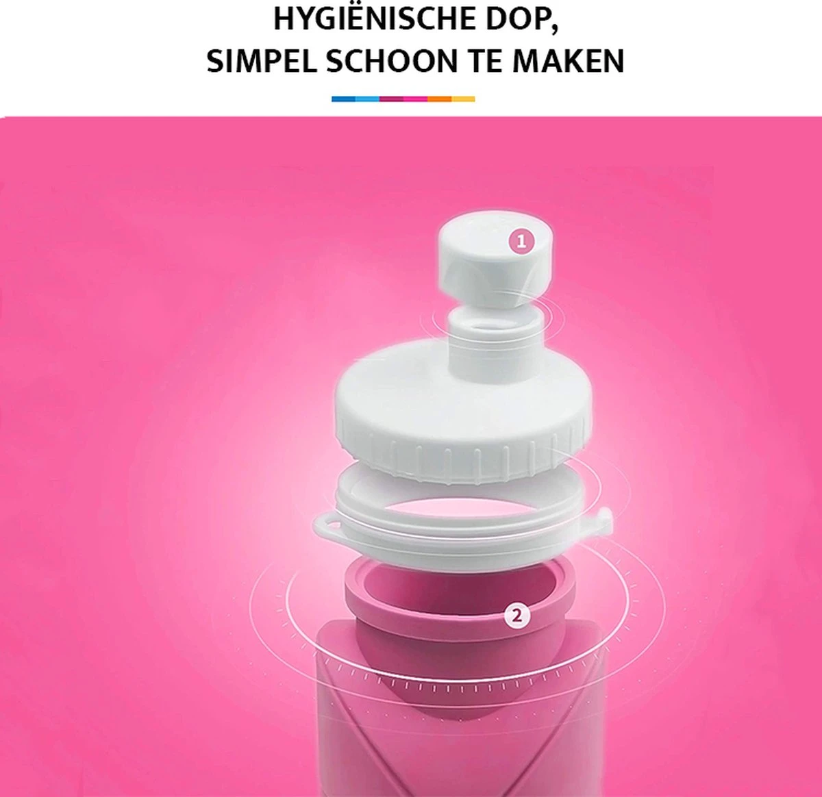 YONO Opvouwbare Waterfles - Siliconen Drinkfles Voor Onderweg - Compact En BPA-vrij - 600 ML - Roze 4 YONO Opvouwbare Waterfles - Siliconen Drinkfles Voor Onderweg - Compact En BPA-vrij - 600 ML - Roze - Afbeelding 4