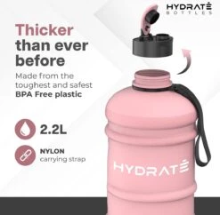 HYDRATE 2,2 Liter Sportfles - Duurzaam En Extra Sterk - BPA Vrij - Ideaal Voor: Sportschool, Dieet, Bodybuilding, Buitensport, Wandelen En Kantoor - Grote Waterfles (Mat Roze) -Drinken Goedkope Winkel 1200x1175 3