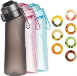 GENNIO Geurwater Drinkfles Waterfles | Zwart | Inclusief 2 Smaak Geur Pods | 650 ML | Drinkfles Waterfles | Starterskit | BPA Vrij