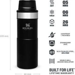 Stanley Trigger-Action Travel Mug 0.35L - Thermosfles - Matt Black -Drinken Goedkope Winkel 1200x1194
