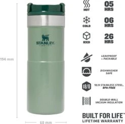 Stanley The NeverLeak™ Travel Mug 0,35L NEW - Thermosfles - Hammertone Green -Drinken Goedkope Winkel 1200x1197 1