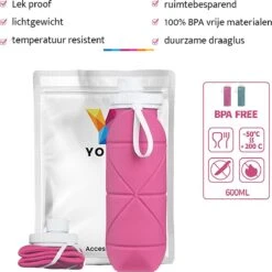 YONO Opvouwbare Waterfles - Siliconen Drinkfles Voor Onderweg - Compact En BPA-vrij - 600 ML - Roze 9 YONO Opvouwbare Waterfles - Siliconen Drinkfles Voor Onderweg - Compact En BPA-vrij - 600 ML - Roze -Drinken Goedkope Winkel 1200x1198 22