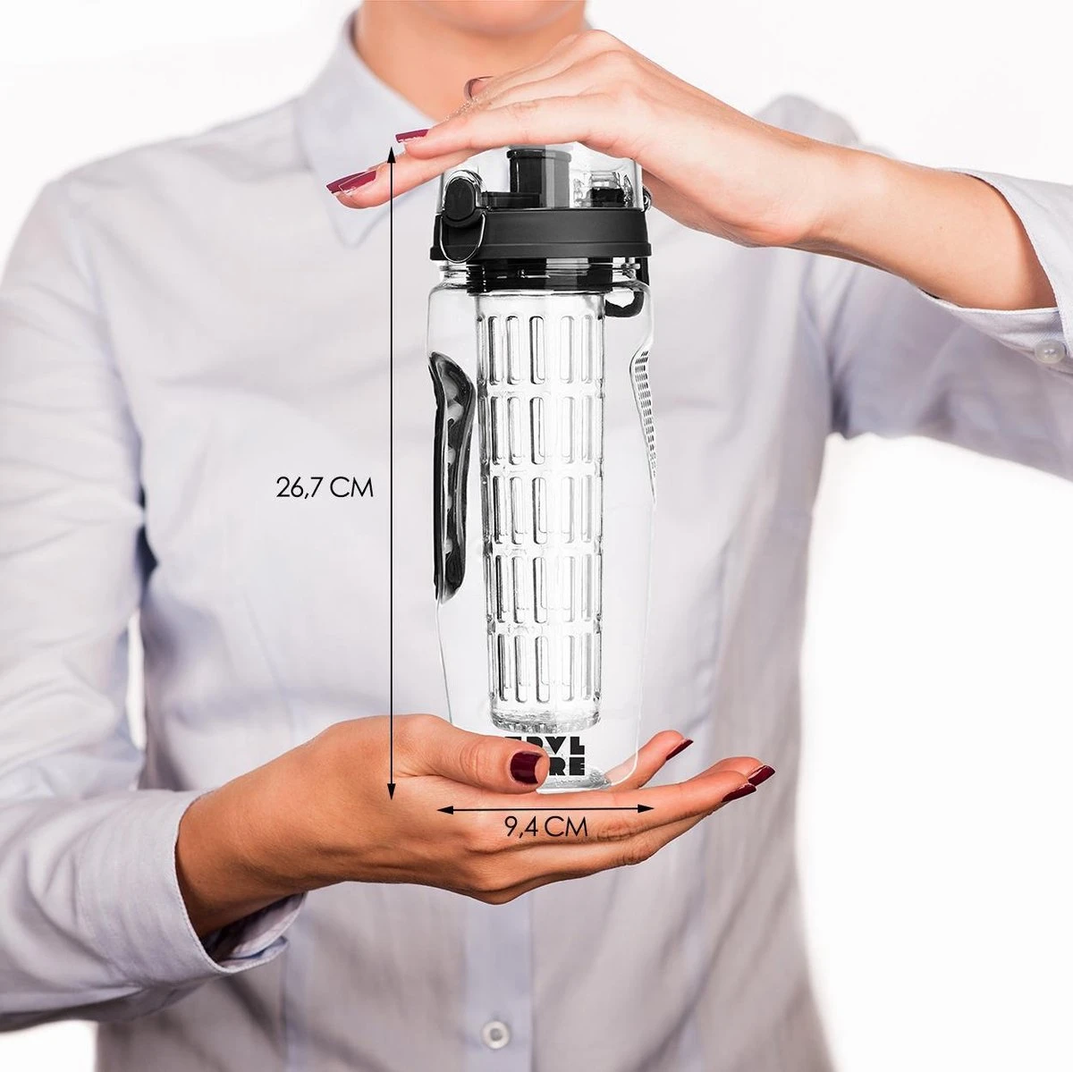 Merkloos Waterfles - Drinkfles - Waterfles Met Fruit Infuser – Zwart - 900ML 3 Merkloos Waterfles - Drinkfles - Waterfles Met Fruit Infuser – Zwart - 900ML - Afbeelding 3