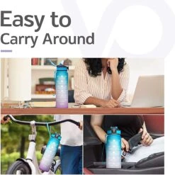 Merkloos Vision Vel Blauw-Roze Waterfles Met Tijdmarkeringen | 1 Liter | Sport Waterfles | Drinkfles Met Rietje | Lekvrije Sportfles | Tritan Waterfles | BPA Vrij | Voor Sport, Fietsen, Kamperen, School, Sportschool | Tijdmarkering -Drinken Goedkope Winkel 1200x1199 6