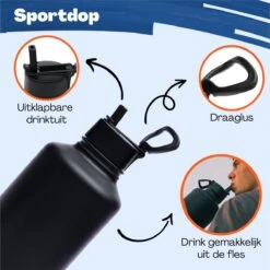 Waterfles 2 Liter Met Rietje Waterjug Volwassenen - Complete Set - RVS - 24uur Koud/12 Uur Warm - Paars -Drinken Goedkope Winkel 1200x1199 9