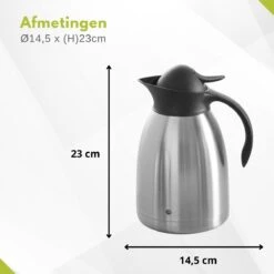 Hendi Thermoskan 1,5 Liter - Isoleerkan Met Drukknop - Zwart - Ø14,5x(H)23cm -Drinken Goedkope Winkel 1200x1200 102