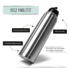 BUUF™️ Thermosfles 1 Liter - Isoleerfles - Thermosbeker - 24u/koud, 8u/warm - RVS - Zilver -Drinken Goedkope Winkel 1200x1200 148