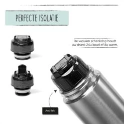 BUUF™️ Thermosfles 1 Liter - Isoleerfles - Thermosbeker - 24u/koud, 8u/warm - RVS - Zilver -Drinken Goedkope Winkel 1200x1200 152