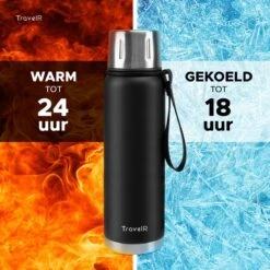 TravelR Thermosfles - Thermoskan - Drinkfles - Isoleerfles - BPA Vrij - Roestvrij Staal - 750 ML - Mat Zwart -Drinken Goedkope Winkel 1200x1200 19