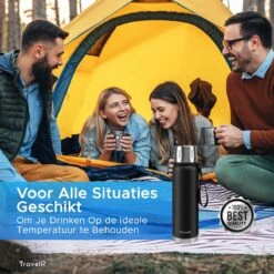 TravelR Thermosfles - Thermoskan - Drinkfles - Isoleerfles - BPA Vrij - Roestvrij Staal - 750 ML - Mat Zwart -Drinken Goedkope Winkel 1200x1200 20