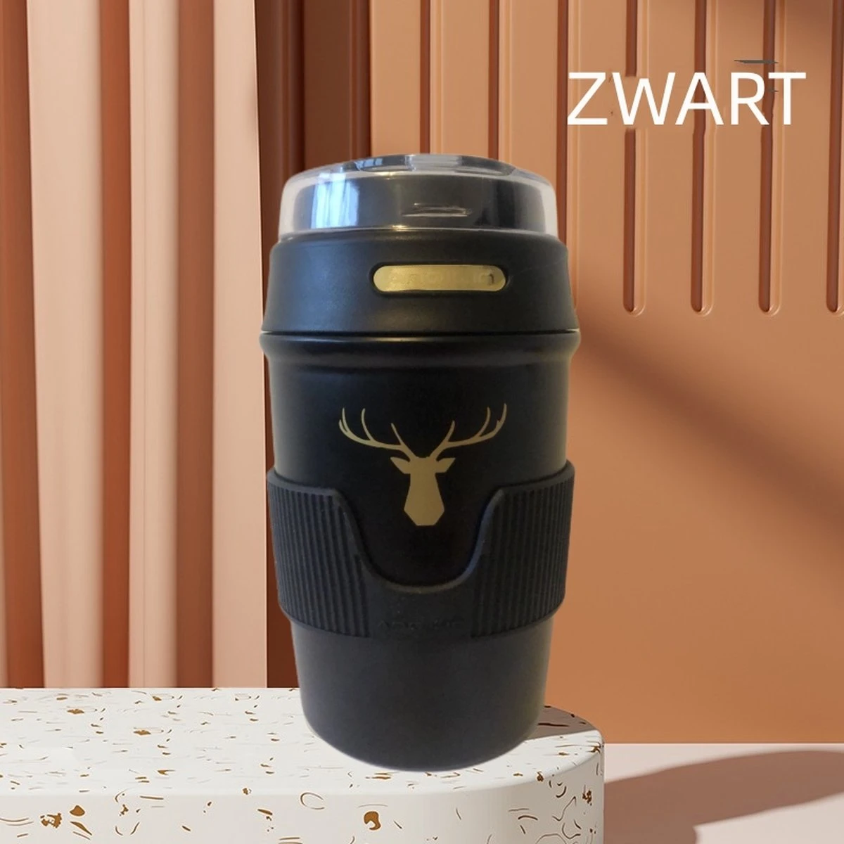Floraweg Cup - Drinkbeker To GO- Lekvrij Dubbelwandig ,RVS 316, Thermosbeker Koffiebeker- Koffie En Thee - 400ml Zwart 1 Floraweg Cup - Drinkbeker To GO- Lekvrij Dubbelwandig ,RVS 316, Thermosbeker Koffiebeker- Koffie En Thee - 400ml Zwart