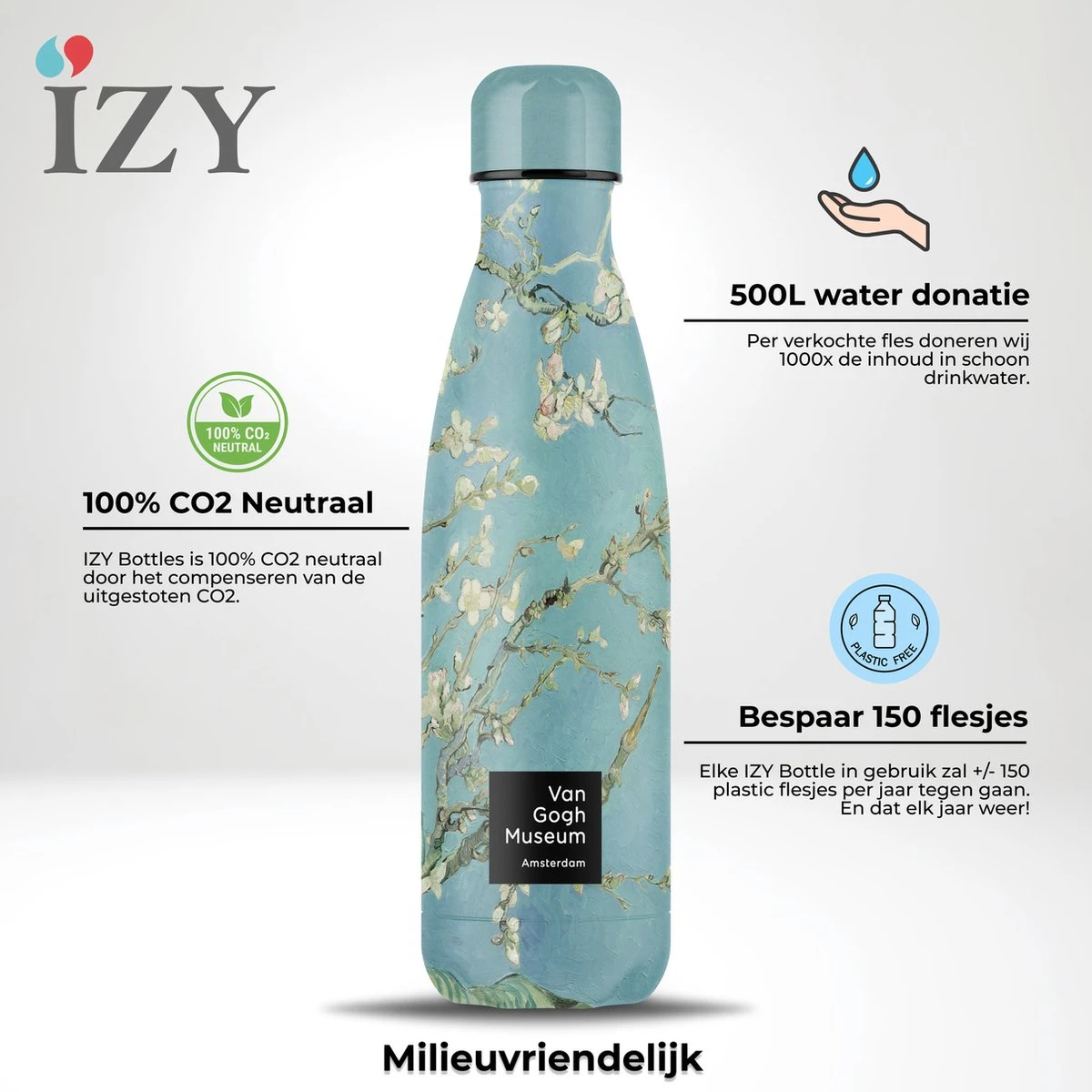 IZY Bottles X Van Gogh Museum - Amandelbloesem | 500 ML | Thermosfles | Drinkfles | Waterfles | Schoolfles | Isoleerfles | Beker | Drinkbeker | Koud | Warm | Fles | Back To School | 500ml 3 IZY Bottles X Van Gogh Museum - Amandelbloesem | 500 ML | Thermosfles | Drinkfles | Waterfles | Schoolfles | Isoleerfles | Beker | Drinkbeker | Koud | Warm | Fles | Back To School | 500ml - Afbeelding 3