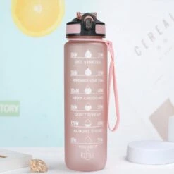 Merkloos Motivatie Drinkfles - Waterfles Met Tijdmarkering - Met Siliconen Rietje - Lichroze - 1 Liter - Tijdmarkeringen - BPA Vrij - Handige Drinktuit - Bidon - Water Drinken - Volwassenen En Kinderen - Cadeau - Valentijnsdag - Sportfles - Fitness -Drinken Goedkope Winkel 1200x1200 486