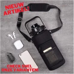 Merkloos Waterfles 2 Liter Zwart Transparant - Gratis Armband - Waterfles Met Rietje - Grote Waterfles - Sportbidon - Twee Liter Waterfles - Sportfles - Sportfles Fitness - Bottle 2 Liter- Drinkfles - Schenkfles - Zwart Transparant - Armbandje - Waterflessen -Drinken Goedkope Winkel 1200x1200 487