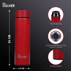 Pulver- Drinkfles - Smart - Temperatuur Meter - Dubbel Geïsoleerd - Drinkfles Kinderen & Volwassenen - Drinkflessen - Rood -Drinken Goedkope Winkel 1200x1200 497