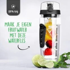 Merkloos Waterfles Met Fruit Infuser - 900ml- 100% BPA Vrij - Zwart - Sportfles - Detox Waterfles-Waterfles Met Fruit Filter -Drinken Goedkope Winkel 1200x1200 509
