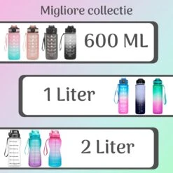 Migliore Drinkfles – Luxe Drinkfles Met Rietje – Kinderen En Volwassenen – Waterfles 600 Ml – Water Bottle – Motivatie Waterfles Met Tijdmarkeringen - 750 Ml - Ook In 1 Liter En 2 Liter -Drinken Goedkope Winkel 1200x1200 537