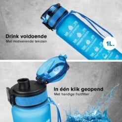 Nimma® Motivatie Waterfles - 1 Liter Drinkfles - Met Tijdmarkeringen En Fruitfilter - Blauw 13 Nimma® Motivatie Waterfles - 1 Liter Drinkfles - Met Tijdmarkeringen En Fruitfilter - Blauw -Drinken Goedkope Winkel 1200x1200 545