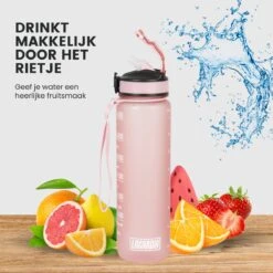 Lacardia Nederlandse Motivatie Waterfles Rosé Goud 'Nederlandse Tekst' - Drinkfles Met Rietje - Waterfles 1 Liter - Waterfles Met Tijdmarkering -Drinken Goedkope Winkel 1200x1200 561