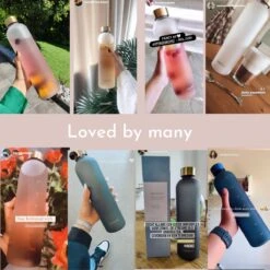 Aquachic - 1L Waterfles Met 2 Doppen En Tijdsmarkeringen - Lekvrij & Licht - Duurzaam - Nederlands Merk - Drink Fles / Bidon- Wit 1 Liter -Drinken Goedkope Winkel 1200x1200 562