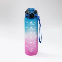Merkloos Vision Vel Blauw-Roze Waterfles Met Tijdmarkeringen | 1 Liter | Sport Waterfles | Drinkfles Met Rietje | Lekvrije Sportfles | Tritan Waterfles | BPA Vrij | Voor Sport, Fietsen, Kamperen, School, Sportschool | Tijdmarkering -Drinken Goedkope Winkel 1200x1200 570