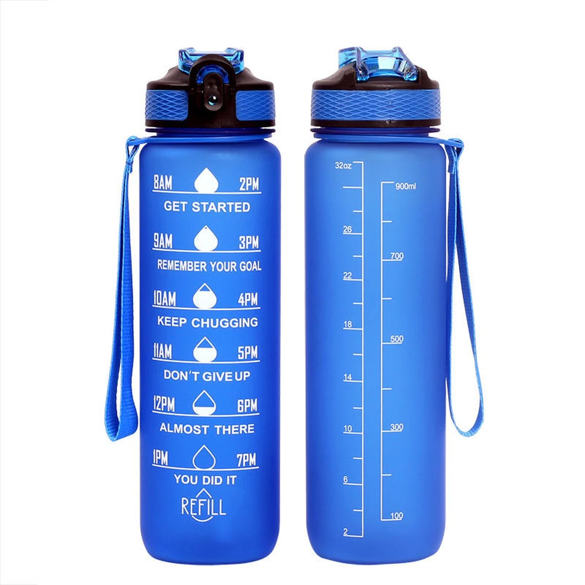 Waterfles Met Tijdmarkering - Motivatie Drinkfles Met Rietje - 1 Liter Waterfles - BPA Vrij - Blauw 5 Waterfles Met Tijdmarkering - Motivatie Drinkfles Met Rietje - 1 Liter Waterfles - BPA Vrij - Blauw - Afbeelding 5