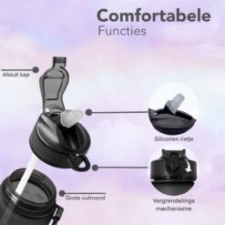 Seniq Motivatie Waterfles - 1 Liter - Drinkfles Met Tijdmarkering - Rietje - Roze Lichtblauw -Drinken Goedkope Winkel 1200x1200 592