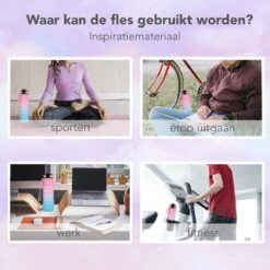 Seniq Motivatie Waterfles - 1 Liter - Drinkfles Met Tijdmarkering - Rietje - Roze Lichtblauw -Drinken Goedkope Winkel 1200x1200 596