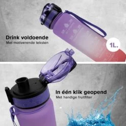Nimma® Motivatie Waterfles - 1 Liter Drinkfles - Met Tijdmarkeringen En Fruitfilter - Roze Paars -Drinken Goedkope Winkel 1200x1200 609