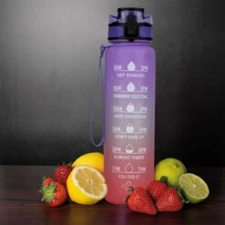 Nimma® Motivatie Waterfles - 1 Liter Drinkfles - Met Tijdmarkeringen En Fruitfilter - Roze Paars -Drinken Goedkope Winkel 1200x1200 614
