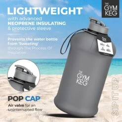 The Gym Keg 2.2L Gym Waterfles Met Neopreen Hoes En Handvat, Herbruikbare Sport Waterfles 2 Liter Voor Fitness, Bodybuilding, Training - Waterfles Voor Sport -Drinken Goedkope Winkel 1200x1200 654