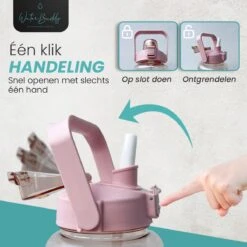 WaterBuddy Waterfles 2 Liter - Waterfles Met Rietje - Grote Waterfles - Sportbidon - Twee Liter Waterfles - Sportfles - Sportfles Fitness - Bottle 2 Liter- Drinkfles - Schenkfles - Roze Transparant - Waterflessen- Waterfles 2 Liter Met Tijdmarkering -Drinken Goedkope Winkel 1200x1200 752