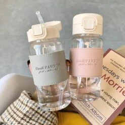 Merkloos HankParson Grijze Drinkfles Met Rietje