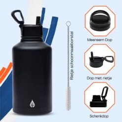 Waterfles 2 Liter Met Rietje Waterjug Volwassenen - Complete Set - RVS - 24uur Koud/12 Uur Warm - Paars -Drinken Goedkope Winkel 1200x1200 758